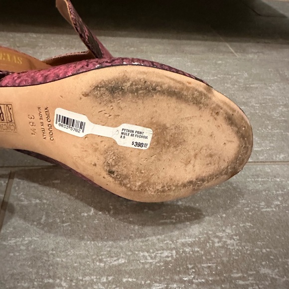 Paris Texas Pink and Black Snakeskin Mules Size 38.5 (Size 8) - Picture 2 of 5